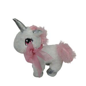 Dan Dee Unicorn White Pink Silver Metallic Stuffed Animal Plush Toy 8 inch